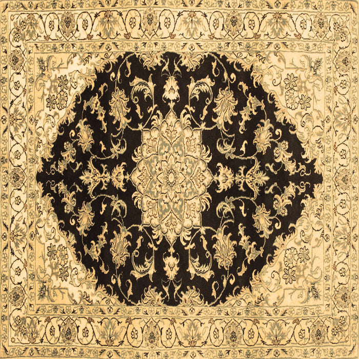 Square Medallion Brown Traditional Rug, tr1178brn