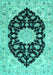 Machine Washable Medallion Turquoise Traditional Area Rugs, wshtr1178turq