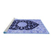 Sideview of Machine Washable Medallion Blue Traditional Rug, wshtr1178blu