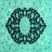 Square Medallion Turquoise Traditional Rug, tr1178turq