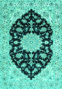 Medallion Turquoise Traditional Rug, tr1178turq