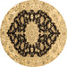 Round Medallion Brown Traditional Rug, tr1178brn
