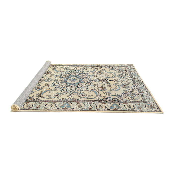 Sideview of Machine Washable Traditional Sage Green Rug, wshtr1179