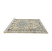 Sideview of Machine Washable Traditional Sage Green Rug, wshtr1179