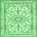 Square Persian Emerald Green Traditional Rug, tr1179emgrn