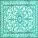 Square Machine Washable Persian Turquoise Traditional Area Rugs, wshtr1179turq