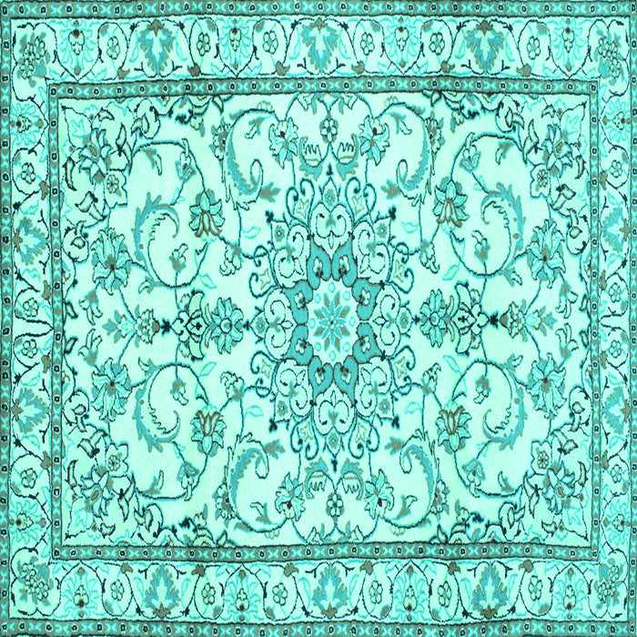 Square Persian Turquoise Traditional Rug, tr1179turq