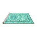 Sideview of Machine Washable Persian Turquoise Traditional Area Rugs, wshtr1179turq