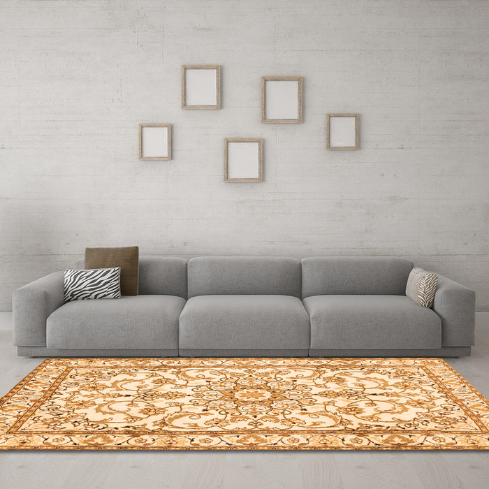 Machine Washable Persian Orange Traditional Area Rugs in a Living Room, wshtr1179org