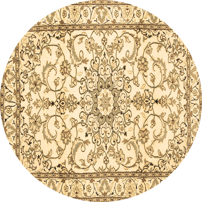 Round Persian Brown Traditional Rug, tr1179brn