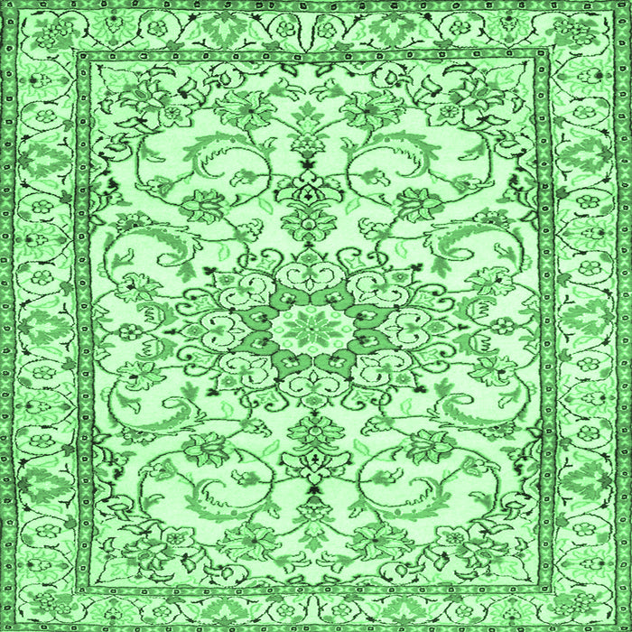 Square Machine Washable Persian Emerald Green Traditional Area Rugs, wshtr1179emgrn