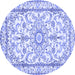 Round Persian Blue Traditional Rug, tr1179blu