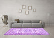 Machine Washable Persian Purple Traditional Area Rugs in a Living Room, wshtr1179pur