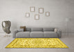 Machine Washable Persian Yellow Traditional Rug in a Living Room, wshtr1179yw