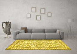 Machine Washable Persian Yellow Traditional Rug in a Living Room, wshtr1179yw