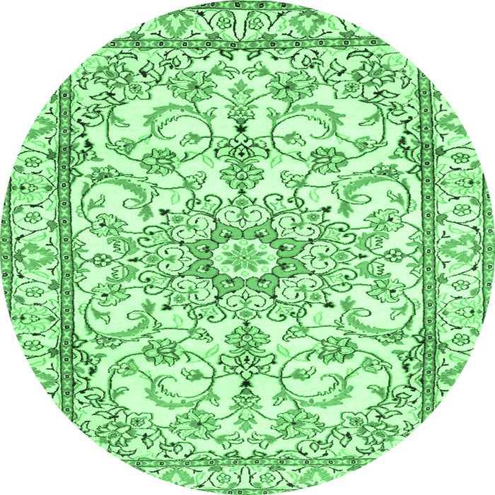 Round Persian Emerald Green Traditional Rug, tr1179emgrn