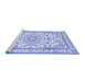 Sideview of Machine Washable Persian Blue Traditional Rug, wshtr1179blu