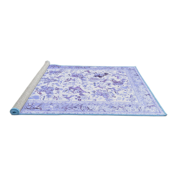 Sideview of Machine Washable Animal Blue Traditional Rug, wshtr117blu