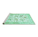 Sideview of Machine Washable Animal Turquoise Traditional Area Rugs, wshtr117turq