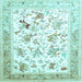 Square Machine Washable Animal Light Blue Traditional Rug, wshtr117lblu