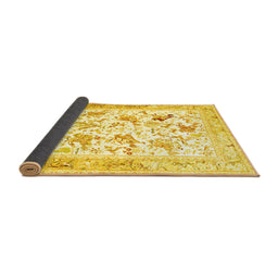 Sideview of Animal Yellow Traditional Rug, tr117yw
