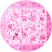 Round Animal Pink Traditional Rug, tr117pnk