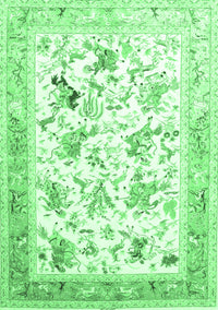 Animal Emerald Green Traditional Rug, tr117emgrn