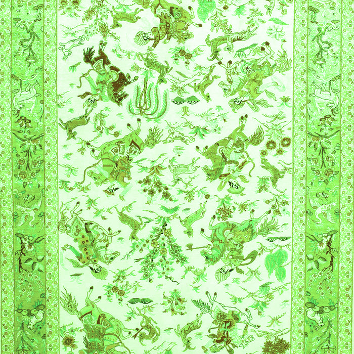 Animal Green Traditional Rug, tr117grn