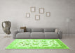 Machine Washable Animal Green Traditional Area Rugs in a Living Room,, wshtr117grn