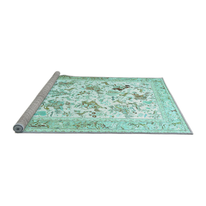 Sideview of Machine Washable Animal Light Blue Traditional Rug, wshtr117lblu