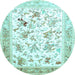 Round Animal Light Blue Traditional Rug, tr117lblu