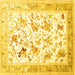 Square Animal Yellow Traditional Rug, tr117yw