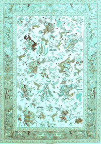 Animal Light Blue Traditional Rug, tr117lblu