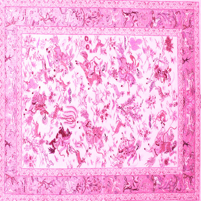 Square Animal Pink Traditional Rug, tr117pnk