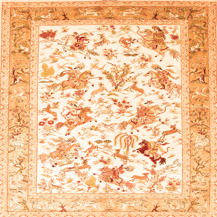 Serging Thickness of Animal Orange Traditional Rug, tr117org