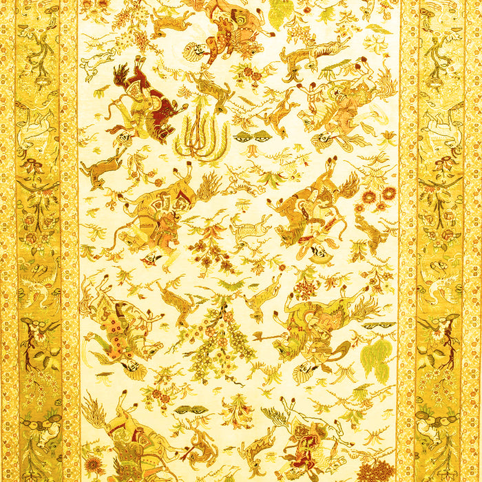 Machine Washable Animal Yellow Traditional Rug, wshtr117yw