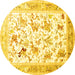 Round Animal Yellow Traditional Rug, tr117yw