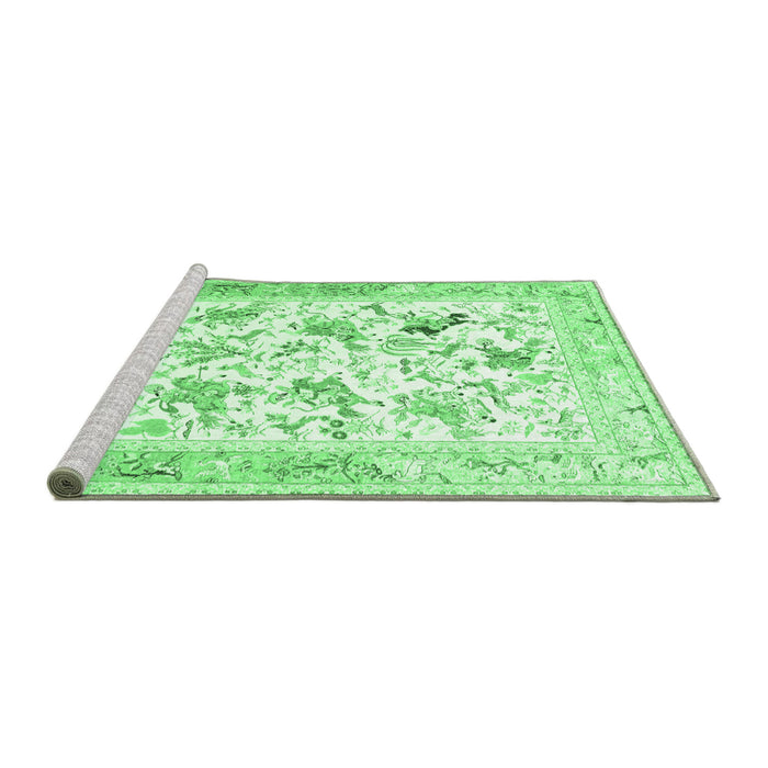Sideview of Machine Washable Animal Emerald Green Traditional Area Rugs, wshtr117emgrn