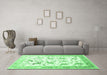 Machine Washable Animal Emerald Green Traditional Area Rugs in a Living Room,, wshtr117emgrn