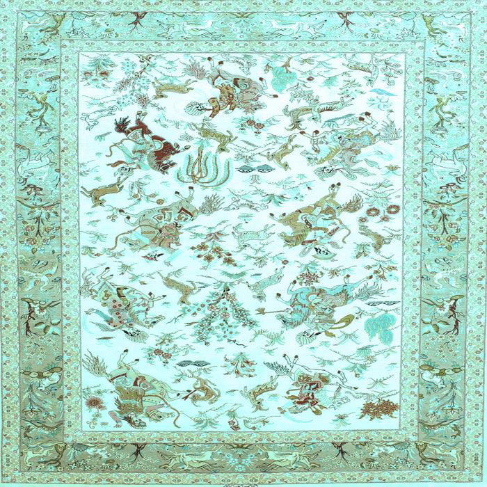 Square Animal Light Blue Traditional Rug, tr117lblu