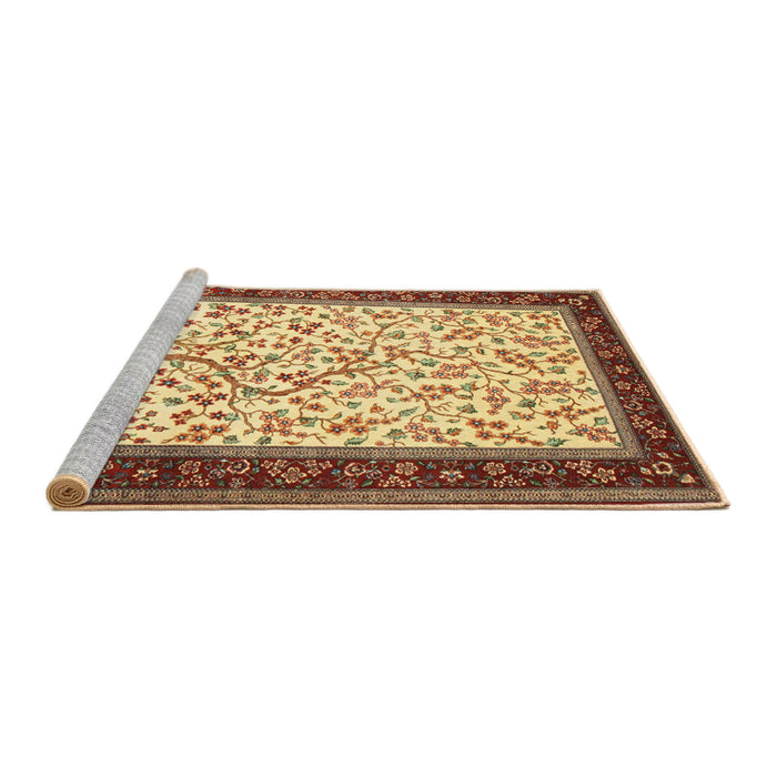 Sideview of Machine Washable Traditional Mahogany Brown Rug, wshtr118