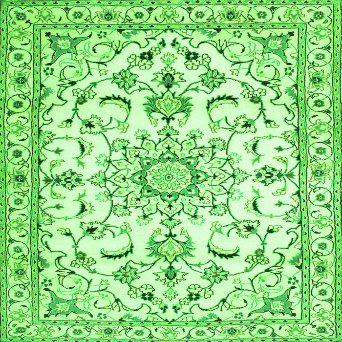 Round Machine Washable Persian Green Traditional Area Rugs, wshtr1180grn