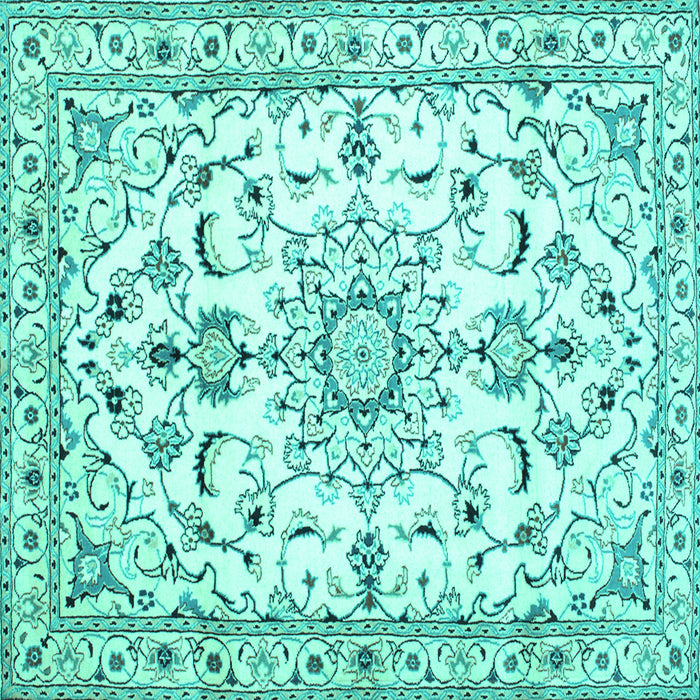 Square Machine Washable Persian Turquoise Traditional Area Rugs, wshtr1180turq