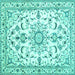 Square Machine Washable Persian Turquoise Traditional Area Rugs, wshtr1180turq