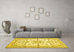 Machine Washable Persian Yellow Traditional Rug in a Living Room, wshtr1180yw