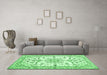 Machine Washable Persian Emerald Green Traditional Area Rugs in a Living Room,, wshtr1180emgrn