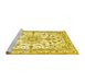 Sideview of Machine Washable Persian Yellow Traditional Rug, wshtr1180yw