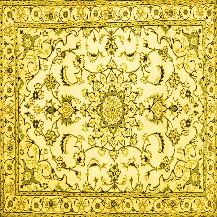 Square Machine Washable Persian Yellow Traditional Rug, wshtr1180yw