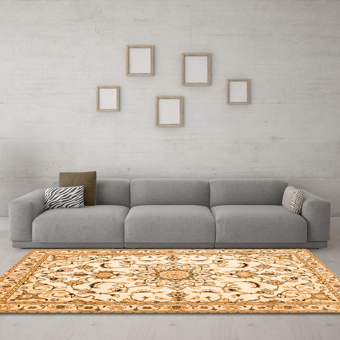 Machine Washable Persian Orange Traditional Area Rugs in a Living Room, wshtr1180org