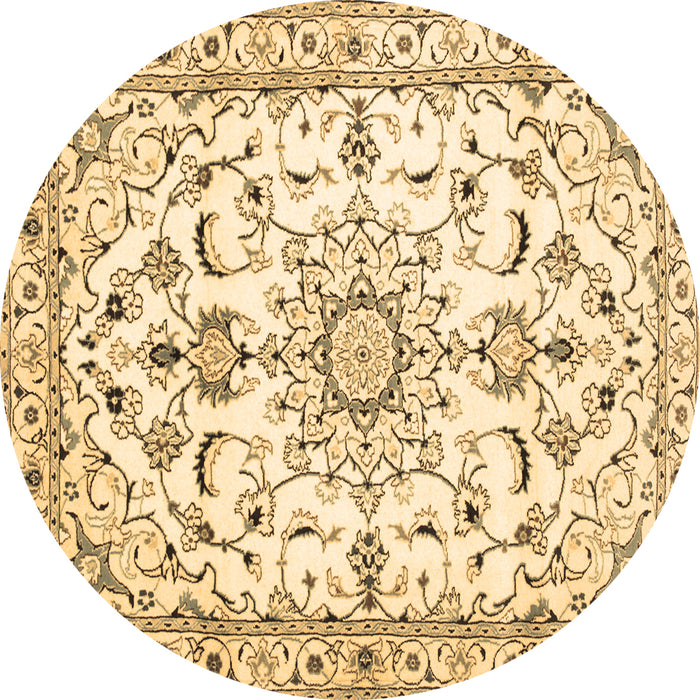 Round Persian Brown Traditional Rug, tr1180brn